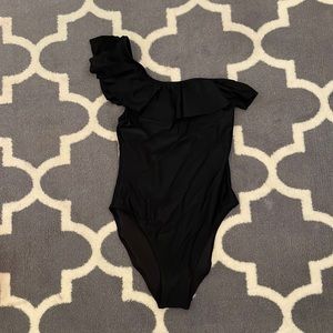 J crew ruffle shoulder one piece